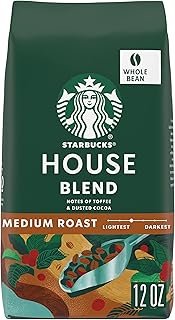 Starbucks Whole Bean Coffee, Medium Roast Coffee, House Blend, 100% Arabica, 1 bag (12 oz)