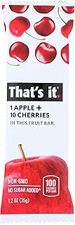 That's It Apple + Cherries Fruit Bar, No Sugar Added, Non GMO, 1.2 Ounce (Pack Of 12)