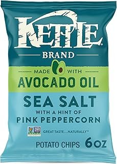 Kettle Brand Made with Avocado Oil Sea Salt Pink Peppercorn Chips, 6 Oz Bag