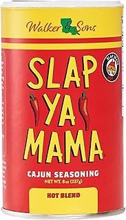 SLAP YA MAMA Cajun Seasoning from Louisiana, Hot Blend, No MSG and Kosher, 8 Ounce Can