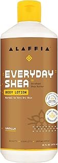 Alaffia EveryDay Shea Body Lotion - Normal to Very Dry Skin, Moisturizing Support for Hydrated, Soft, and Supple Skin with Shea Butter and Lemongrass, Fair Trade, Vanilla 16 Fl Oz