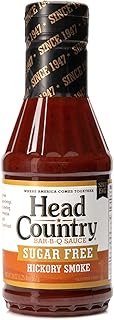 Head Country Sugar Free Bar-B-Q Sauce, Hickory Smoke | Gluten Free Barbecue Sauce With Zero Sugar | Smoky & Sweet BBQ Sauce For Ribs, Pork & Brisket | 20 Ounce, Pack of 1