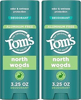 Tom’s of Maine North Woods Aluminum Free Natural Deodorant For Women & Men | Goes on Clear | Odor & Wetness Protection | Naturally Derived and Moisture-Locking Ingredients | 3.25 oz (2 Pack)