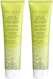 Pacifica Beauty Kale Detox Deep Cleaning Daily Face Wash + Cleanser, Coconut Water + Aloe Vera, For Oily and Blemish Prone Skin, 2 Pack, Sulfate and Paraben Free, Vegan and Cruelty Free