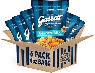 Garrett Popcorn Garrett Mix, 4 Ounce Bags (Pack of 6) - Classic Chicago Style Cheese and Caramel Gourmet Popcorn - Gluten Free, Sweet and Salty Snack, Popped Party Mix