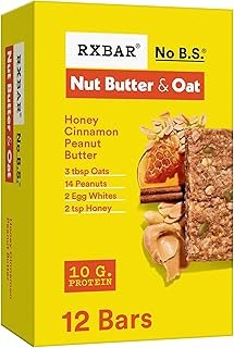 RXBAR Nut Butter and Oat Protein Bars, Protein Snacks, Snack Bars, Honey Cinnamon Peanut Butter, 23.2oz Box (12 Bars)