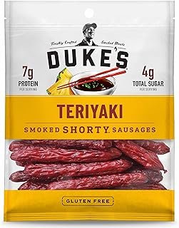 DUKE'S Pork Teriyaki Smoked Shorty Sausages, 7g Protein Per Serving, 5 oz.