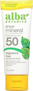 Alba Botanica Sunscreen for Face and Body, Sport Mineral Sunscreen Lotion, Broad Spectrum SPF 45, Water Resistant and Fragrance-Free, 4 fl. oz. Tube (Pack of 4)
