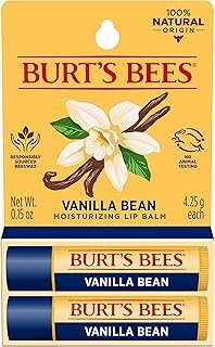 Burt's Bees Lip Balm - Vanilla Bean, Lip Moisturizer With Responsibly Sourced Beeswax, Tint-Free, Natural Origin Conditioning Treatment, 2 Tubes, 0.15 oz.