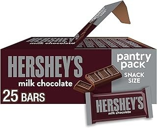 HERSHEY'S Milk Chocolate Snack Size, Candy Bars, Halloween Candy, 11.25 oz (25 Pieces)