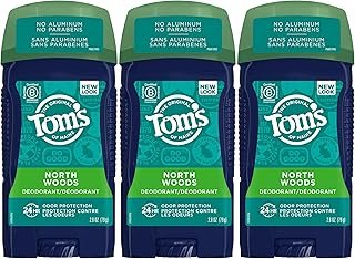 Tom's of Maine Long-Lasting Aluminum-Free Natural Deodorant for Men, North Woods, 2.8 oz. 3-Pack (Packaging May Vary)
