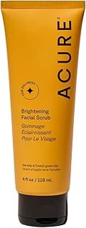 Acure Brightening Facial Scrub - Exfoliating Face Wash, Gentle Daily Scrubber & Exfoliator for Women & Men for Radiant Skin, Cleansing Wash with Sea Kelp & French Green Clay - 4 fl oz
