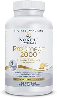 Nordic Naturals ProOmega 2000, Lemon Flavor - 120 Soft Gels - 2150 mg Omega-3 - Ultra High-Potency Fish Oil - EPA & DHA - Promotes Brain, Eye, Heart, & Immune Health - Non-GMO - 60 Servings