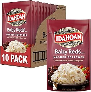 Idahoan Baby Reds Mashed Potatoes, Naturally Gluten-Free, 100% Real Idaho Potatoes, 4 servings per bag, 4.1 ounce (Pack of 10)
