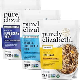 Purely Elizabeth Aancient Grain Granola Best Sellers Variety Pack, Made with Organic Oats and Ancient Grains, Gluten-Free, Non-GMO (3 Ct)