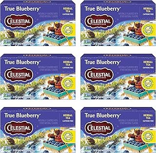 Celestial Seasonings True Blueberry Herbal Tea, Caffeine Free, 20 Tea Bags Box (Pack of 6)