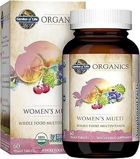 Garden of Life Organics Organic Multivitamin for Women - Womens Multi with Vitamin C, D, Folate, B6, B12, Biotin, Iron, Vegan Whole Food Vitamins for Women, Energy, Skin, Nails, 60 Tablets