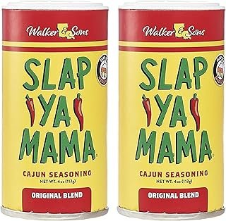 SLAP YA MAMA Original Blend Cajun Seasoning - 4 oz Can, Pack of 2, All Natural, No MSG, Kosher - Authentic Louisiana Flavor