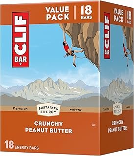 CLIF Bar Crunchy Peanut Butter - Made with Organic Oats - 11g Protein - Non-GMO - Plant Based - Energy Bars - 2.4 oz. (18 Pack)