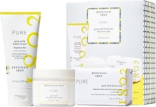 Beekman 1802 Pure Goat Milk Bodycare Minis Discovery Kit - Set of 3 - Unscented - Cleanses, Moisturizes & Hydrates - With Lactic Acid & Shea Butter - Good for Sensitive Skin - Cruelty Free