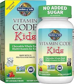 Garden of Life Vegetarian Multivitamin Supplement for Kids - Vitamin Code Kids Chewable Raw Whole Food Vitamin with Probiotics, 30 Chewable Bears