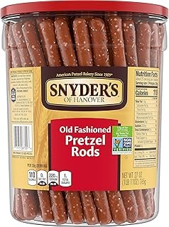 Snyder's of Hanover Old Fashioned Pretzel Rods, 27 Oz Canister