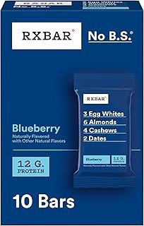 RXBAR Protein Bars, Protein Snack, Snack Bars, Blueberry, 18.3oz Box (10 Bars)