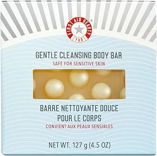 First Aid Beauty Gentle Cleansing Bar, Luxurious Soap Bar, Body Wash with Squalane, Allantoin, and Shea Butter for Smooth, Clean Skin, Fragrance-Free, Safe for Sensitive Skin, 4.5 oz