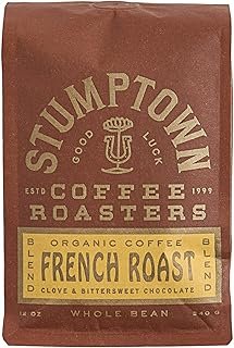 STUMPTOWN COFFEE ROASTERS Dark Roast Organic Whole Bean Coffee - French Roast 12 Ounce Bag with Flavor Notes of Clove and Bittersweet Chocolate
