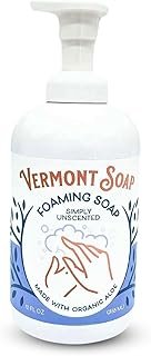VERMONT SOAP Organic Unscented Foaming Hand Soap - Natural Moisturizing Soap for Dry Skin - Fragrance Free Liquid Bathroom Hand Soap Dispenser - Simply Unscented - 12 oz