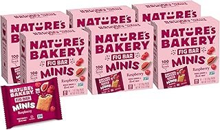 Nature's Bakery Fig Bar Minis, Raspberry, Whole Grain, Vegan Friendly, Kosher, Non-GMO, 10 Ounce (Pack of 6)