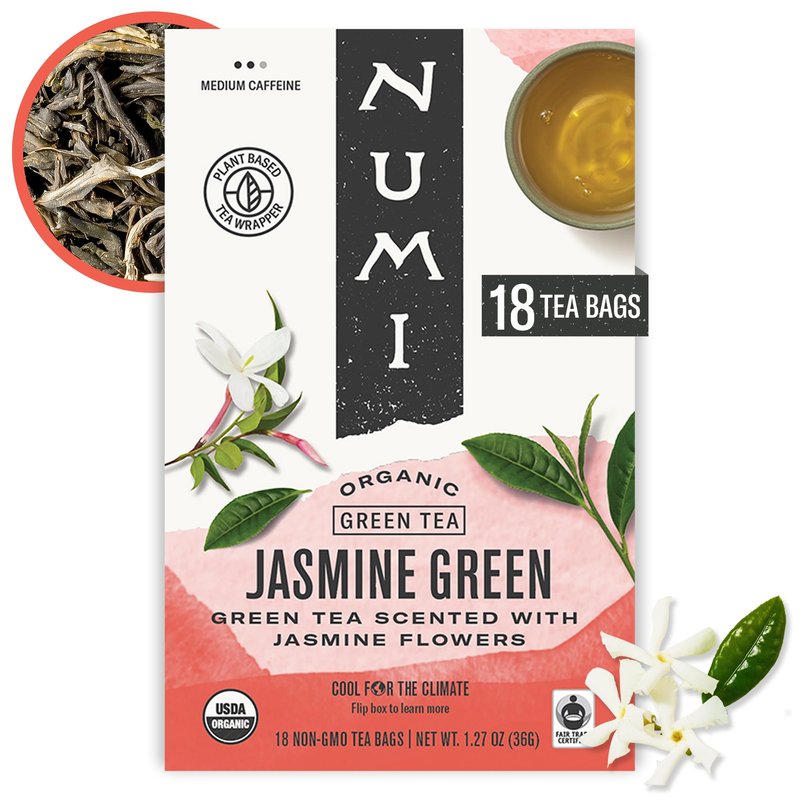 Numi Organic Tea Green, Jasmine, 18 Count