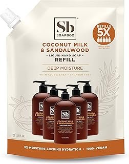 Soapbox Liquid Hand Soap Refill, Coconut Milk & Sandalwood, Vegan, Paraben Free, Moisturizing, Natural Hand Wash for Kitchen and Bathroom, 64oz Half Gallon Refill (Pack of 1)
