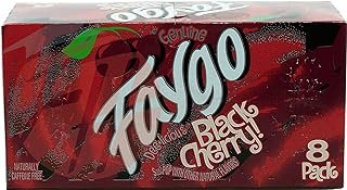 Faygo Black Cherry! flavored soda pop. 8-pack 12-fl. oz. cans in box (1)