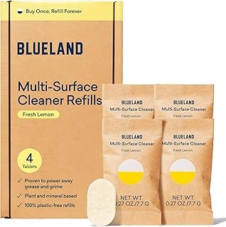 BLUELAND Multi-surface Cleaner, 4-Pack Refill, Fresh Lemon Scent, All-Purpose, Eco-Friendly Cleaning Supplies, 4 x 24 Fl oz