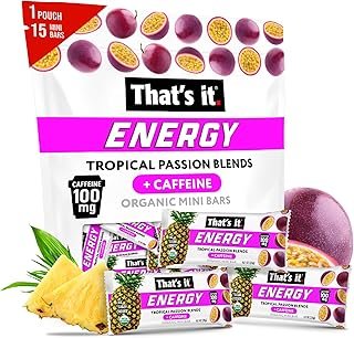 That's it. Tropical Passion Energy Mini Bars | 100mg Natural Caffeine |Pineapple Passionfruit| Allergy-Friendly, Nut Free, Organic, Non-GMO, Gluten-Free Snacks | 15 Count