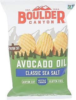 Boulder Canyon Kettle Cooked Potato Chips, Avocado Oil & Sea Salt, 5.25 Ounce (Pack of 12)
