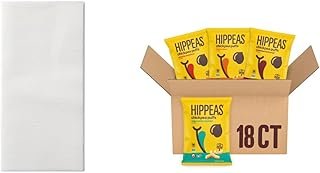 Hoffmaster 120072 Linen-Like Select Dinner Napkin & Hippeas Organic Chickpea Puffs, Variety Pack: Vegan White Cheddar, Nacho Vibes, Barbecue, Sriracha, 1 Ounce (Pack of 18)