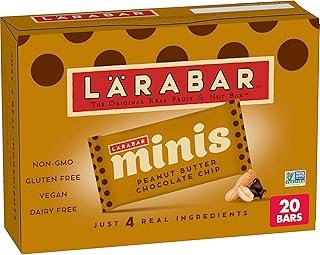 Larabar Peanut Butter Chocolate Chip Mini Bars, Gluten Free Vegan, 20 ct