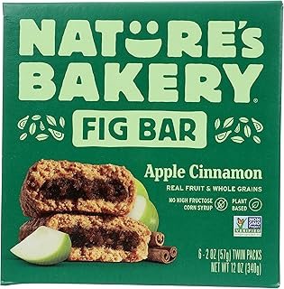 Nature's Bakery Whole Wheat Fig Bars, Apple Cinnamon, Real Fruit, Vegan, Non-GMO, Snack Bar, 12 Oz (Pack of 6)