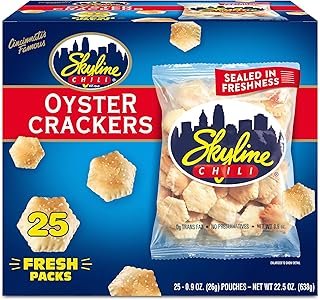 Skyline Chili Original Oyster Crackers – Snack & Soup Topping for Chili, Salads & More – 0g Trans Fat, No Preservatives, Individually Wrapped 0.9 oz Bags, Pack of 25