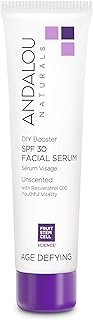 Andalou Naturals DIY Booster SPF 30 Facial Serum Unscented, Anti Aging Face Sunscreen with Broad Spectrum Protection, Moisturizing for Dry to Very Dry Skin, 2 Fl Oz
