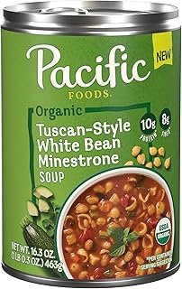 Pacific Foods Organic Tuscan-Style White Bean Minestrone Soup, 16.3 oz Can