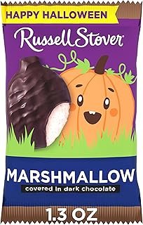 Russell Stover Halloween Dark Chocolate Marshmallow Pumpkin, 1.3 oz. (Pack of 18) - Bulk Halloween Candy