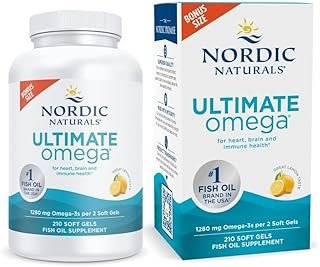 Nordic Naturals Ultimate Omega, Lemon Flavor - 210 Soft Gels - 1280 mg Omega-3 - High-Potency Fish Oil with EPA & DHA - Promotes Brain & Heart Health - Non-GMO - 105 Servings