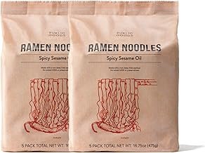 Public Goods Ramen Noodles | Brothless Vegan & Vegetarian Instant Ramen | Healthy, High Protein Asian Noodle | Preservative Free | No Added MSG | Spicy Sesame Oil (10 Pack)