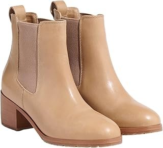 Nisolo Women's Ana Go-To Heeled Chelsea Boots, Almond, 6, 2.5" Heel Height, Water-Resistant Leather Upper, Cushioned Memory Foam Insole for Comfort, Rounded Toe Shape, True to Size