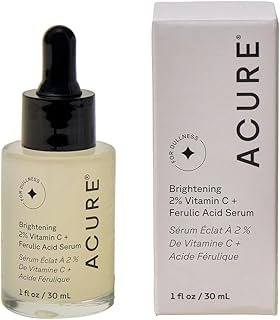 Acure Brightening 2% Vitamin C & Ferulic Acid Serum - Vit C Serum for Face, Anti Aging, Bright Glow for Women & Men, Facial Skincare, Vegan & Cruelty Free - 1 fl oz