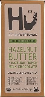 Hu Hazelnut Butter + Hazelnut Crunch Milk Chocolate Bar, Organic Grass-Fed Milk, Fair Trade, Kosher, USDA Certified Organic, Gluten Free, 2.1 Ounce (Pack of 6)