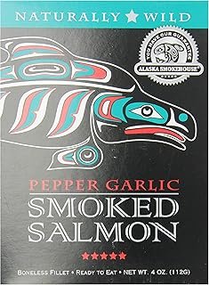 Alaska Smokehouse Smoked Salmon, Pepper Garlic, 4 Ounce Gift Box